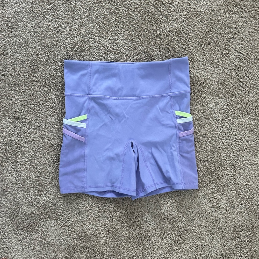 4” purple fabletics shorts